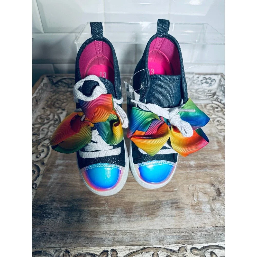 These JoJo Siwa Rainbow Bow High-Top Sneakers Size 13